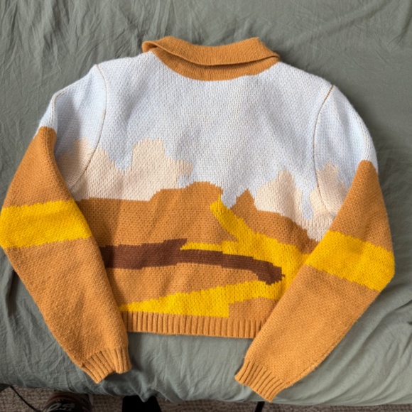 Color Block Ribbed Knit Cardigan Button Down - Picture 4 of 6